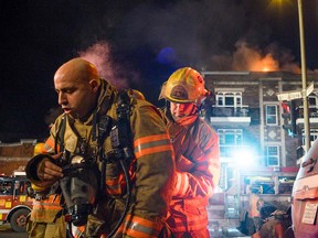 Firefighters were called to a three-alarm blaze on Saint-Joseph Blvd. E. on Jan. 2, 2015.