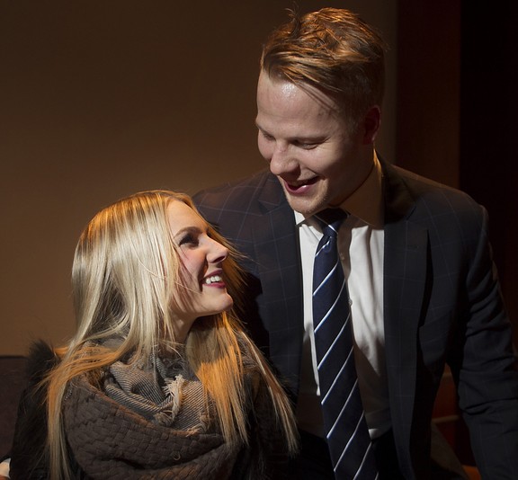 In dancing shoes, Julie Eller is showing finer footwork than Lars, her