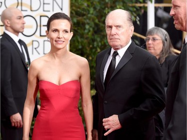 Luciana Duvall and actor Robert Duvall attend the 72nd Annual Golden Globe Awards at The Beverly Hilton Hotel on January 11, 2015 in Beverly Hills, California.