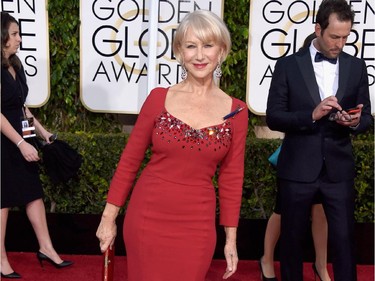 Actress Helen Mirren attends the 72nd Annual Golden Globe Awards at The Beverly Hilton Hotel on January 11, 2015 in Beverly Hills, California.