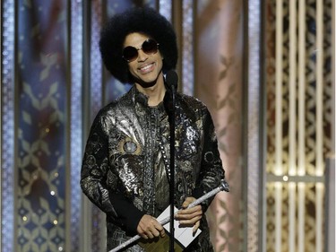 In this handout photo provided by NBCUniversal, Presenter  Prince speaks onstage during the 72nd Annual Golden Globe Awards at The Beverly Hilton Hotel on January 11, 2015 in Beverly Hills, California.