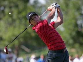 Rory McIlroy hits his tee shot on the second hole during a practice round ahead of the BMW Championship at the Cherry Hills Country Club on Sept. 2, 2014 in Cherry Hills Village, Colorado.