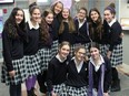 Bottom row, from left: Hebrew Academy Grade 10 students Elisheva Eisenberg, Janna Sternthal and Eliana Rohr spearheaded the Purple for Preemies campaign in their high school in support of the Jewish General Hospital Auxiliary's Tiny Miracle Fund.