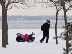In December 2013, Dorel Furdui's familial cargo, including wife Anna and daughters Camelia, 5 (front) and Delia, 3, tumbled from the sled he was dragging in Lachine.