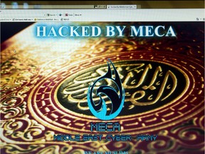 The website of the town of Terrasse-Vaudreuil was hacked by a group calling itself Middle East Cyber Army (MECA), shown on Friday, January 23, 2015.