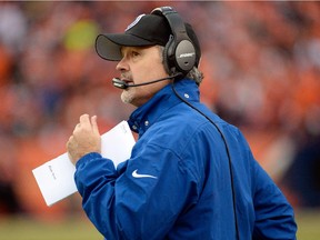 Indianapolis Colts head coach Chuck Pagano looks on from sideline during playoff game against the Denver Broncos on Jan. 11, 2015 in Denver.