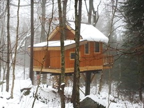 Les Refuges Perchés is a new domain of tree houses in a Laurentian park southeast of Mont Blanc.