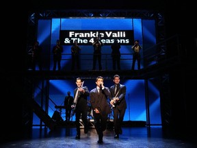 Hayden Milanes (centre) leads the Four Seasons in Jersey Boys number.