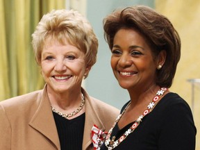 Suzanne Lapointe, left, with governor general Michaëlle Jean when Lapointe was invested to the Order of Canada as a member on May 15, 2009. Lapointe has died at age 80.