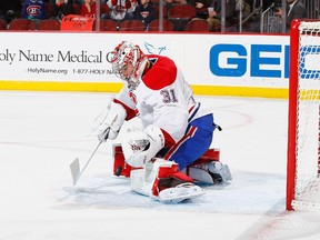 NEWARK, NJ - JANUARY 02:  Carey Price #31 of the Montreal Canadiens makes a save against the New Jersey Devils during their game at the Prudential Center on January 2, 2015 in Newark, New Jersey.