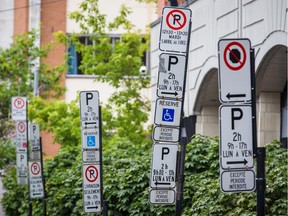 Parking signs in Montreal.