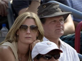 Former Montreal Canadiens Vincent Damphousse and his then wife Allana watch the final round of the Rogers Cup  in Montreal August 16 2009. Damphousse has dropped charges against her stemming from events between 2008 and 2011.