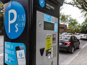A parking meter on the south side of René Levesque Blvd. east of Atwater St. in Montreal, on Thursday, August 21, 2014.