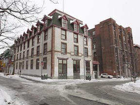 On Côté St, in Montreal, the former British and Canadian Free School (left) beside the former  Free Church Cotté Street.