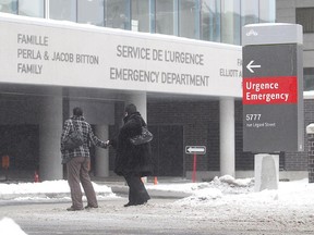 The entrance at the Jewish General Hospital ER in Montreal, Jan. 8, 2015.