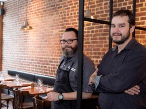 Chef Michel Ross, left, and maitre d' Zach Suhl in the dining room of the Plateau Mont-Royal restaurant Wilfrid sur Laurier Jan. 15, 2015.