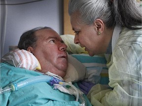 Luciana Casale d' Amore, with her husband, Gian Libero Casale at the Montreal Chest Institute, which transferred 17 of its most vulnerable patients on Sunday to a pavilion in Lachine.