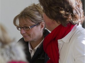 Former high school teacher Tania Pontbriand enters a St-Jérôme court room Jan. 23, 2014.