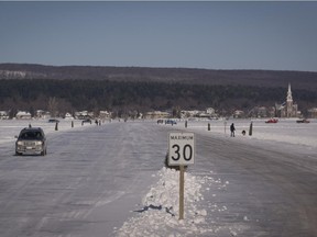 MONTREAL, QUE.: JANUARY 25, 2015 -- Looking across towards Oka on Sunday, January 25, 2015. The 2-km long ice bridge connecting Hudson and Oka is open as of this week. Brothers Jean-Claude and Louis Léger have operated it for the last 26 years.   (Peter McCabe / MONTREAL GAZETTE)