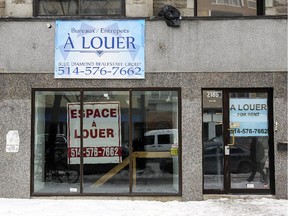 Prime St-Catherine St. real estate stands vacant in Montreal on Tuesday January 27, 2015.