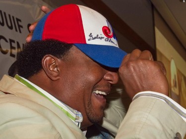 Among the former Montreal Expos at the annual Sports Celebrity Breakfast were Pedro Martinez (seen here), manager Felipe Alou, Rondell White, Marquis Grissom, Cliff Floyd, John Wetteland, Mel Rojas and Denis Boucher at the Gelber Conference Centre in Montreal on Sunday, March 27, 2011.