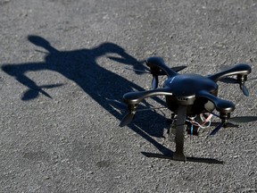 A Ghost drone, which can be operated via smartphone, prepares for flight outside the Las Vegas Convention Centre on Jan. 8, 2015.