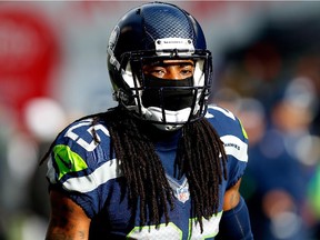 Seattle Seahawks cornerback Richard Sherman looks on before the 2015 NFC Championship game at CenturyLink Field on January 18, 2015 in Seattle, Wash.