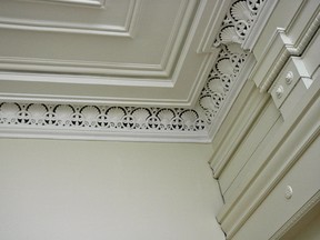 Montreal artist and sculptor Daniel-Jean Primeau makes plaster mouldings, mostly to decorate the ceilings of Montreal residences. Here, Primeau reproduced lace plaster to repair a broken section in a Sherbrooke St. home downtown.