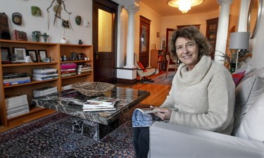 Teresa Lunsford in the living room of her flat in the Villeray district of Montreal.