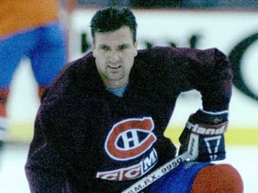 Stéphane Richer catches his breath during practice with the Canadiens on Dec. 10, 1996 in Montreal.