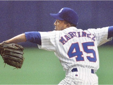 Expos pitcher Pedro Martinez in fie form on way to victory against the San Francisco Giants August 25, 1995.