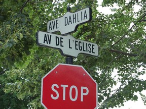 Street signs in Dorval.
