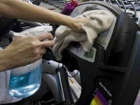 Wiping up is more than just polite: Bacteria thrive in the warm and moist environment of a gym.