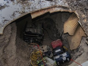 Toronto Police photo of the site of the tunnel found near one of the venues for this year's Pan American games, Feb. 24, 2015.