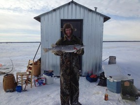 Tyler Staples of Famouth, Massachusetts caught this northern pike during his ice fishing expedition on the Vermont side of Missisquoi Bay.