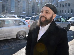 File photo: Adil Charkaoui heads to a news conference in Montreal on Feb. 2015.