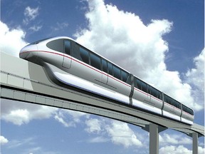 A model of the Bombardier 's state-of-the-art monorail for Las Vegas, Nevada.