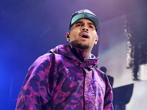 Chris Brown performs during the Between the Sheets tour at Barclays Center of Brooklyn on February 16, 2015.