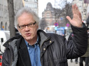(FILES) A photo taken on March, 11, 2010 shows Swedish cartoonist Lars Vilks walking in the streets of Stockholm. Vilks, known for his drawing of the Prophet Mohammed with the body of a dog in 2007 was attending a debate on Islam and free speech as gunmen opened fire on February 16, 2015 in Copenhagen, according to media reports.