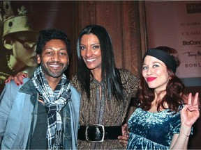 DJs Angelo Cadet, left, and Abeille Gélinas, right, with Vânia Aguiar, founder and president of the Fondation les petits rois, at Soirée DJ fundraiser on Feb. 10.