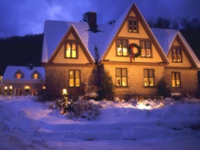 Notchland Inn in New Hampshire's Mt. Washington Valley has 18 fireplaces glowing with warmth in winter.