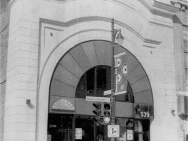 Then: The Gaiety Theatre, on the northeast corner of Ste-Catherine and Aylmer Sts., became a movie house in 1909. Renamed the London Theatre around 1912, later renamed The System, renamed Le Cinéma 539 in the 1970s and showed X-rated films.
