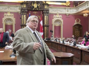 Quebec Health Minister Gaetan Barrette at the opening of a legislature committee on health (Bill 20), Feb. 24, 2015 at the legislature in Quebec City.