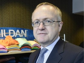 Gildan Activewear Inc. CFO James Kehoe following the apparel manufacturer's annual meeting Thursday, February 5, 2015 in Montreal.