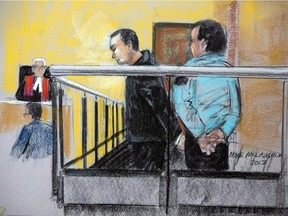 Guy Turcotte is shown in court in acourt artist sketch on Nov. 14, 2013 in St. Jerome, Que.