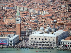 (FILES) - A file picture shows an aerial view of St Mark's square in Venice on May 18,2012.
