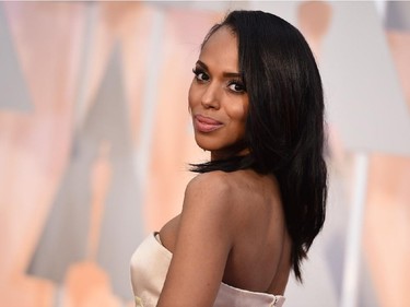 Kerry Washington arrives at the Oscars on Sunday, Feb. 22, 2015, at the Dolby Theatre in Los Angeles.