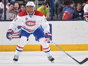 Devante Smith-Pelly makes his debut in a Canadiens uniform during game against the Blue Jackets on Feb. 26, 2015 in Columbus.