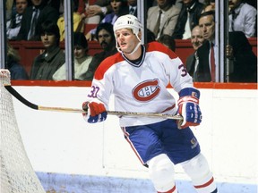 Chris Nilan is shown in action with the Canadiens at the Montreal Forum in the 1980s.