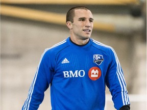 Impact goalkeeper Evan Bush takes part in a team practice in Montreal on April 2, 2014.